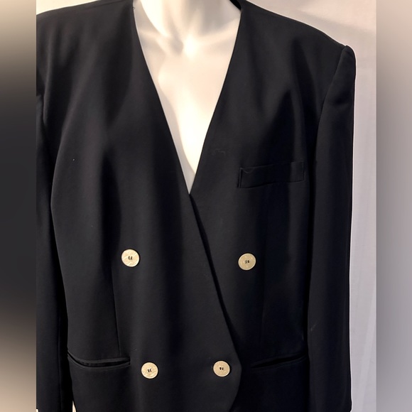 JONES NY Navy Blue Collarless Jacket Sz 14 - Picture 3 of 6